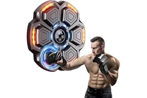 CRECAD Music Boxing Machine Adulti - 9 modalità di velocità Macchina da Box Musicale Pugile con Guanti da Boxe - LED Parete Tira Pugni con Musica - Bluetooth Boxe Allenamento per Casa