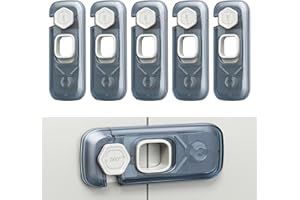 LTXDJ Cupboard Locks for Children 5 Pack, Baby Drawer Safety Lock Fridge Lock 4 inch, Cabinet Cupboard Lock for Toddlers, No Drill Child Safety Cupboard Locks