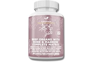 EUPHORIA BLISS Premium Beef Organs & Bone & Marrow Complex Duo - 120 Capsules Grass-Fed Freeze-Dried Liver, Bone & Marrow, Heart, Kidney, Pancreas, Spleen, Intestine, Tripe/Stomach, No Hormones, Antibiotics Or GMO