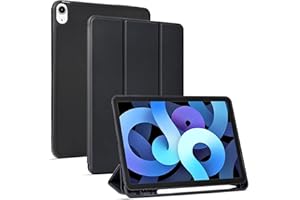 Arae Custodia per iPad Air 5a/ 4a Generazione (2022/2020) 10,9 Pollici, Auto Svegliati/Sonno Cover con Supporto e Portapenna, Nero