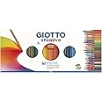 GIOTTO Stilnovo - Astuccio da 50 Matite a Pastello Colorate + 1 Temperamatite, 3.3mm, Colori Intensi