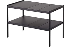 Yamazaki 4949 TOWER Ausziehbarer Organizer mit 2 Ebenen, schwarz, Stahl, Minimalistisches Design