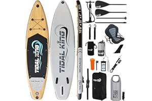 Tidal King 10'8 x 32 x 6" Monaco Double-Layer ISUP Inflatable Paddle Board with Kayak Kit, Carbon Paddle, Seat, US Fin Box, 10L Dry Bag, Rapid Pump, Backpack, Phone Case, Leash & 2 Year Warranty
