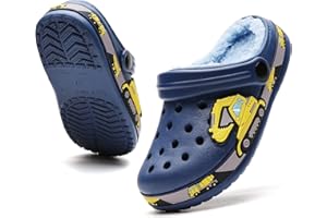 FRTUBOP Kinder Winter Lined Clogs Mädchen Jungen Warme Gefüttert Hausschuhe rutschfeste Pantoffeln Gartenschuhe Licht Slipper Indoor Outdoor