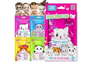 7Days Kit Maschere Viso Animal in Tessuto con Effetto Idratante Purificante e Antirughe con Vitamina C Niacinamide Olio di Karite ed Estratti Naturali per Skincare Donna Uomo e Bambini 4 pz