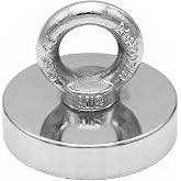 90mm DEV &Ccedil;ok G&uuml;&ccedil;l&uuml; Deniz Mıknatısı - Fishing Magnet - Neodyum Daimi &Ccedil;elik Mıknatıs - Halkalı Pot Mıknatıs - Nikel Kaplı - Pas