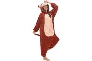 Luojida Pigiama Intero Adulto Cosplay Animale Onesies Morbido e Caldo Pigiama Invernale Pile con Cappuccio e Tasche Tuta Intera in Peluche Ideale Regalo per Costume Carnevale Halloween Natale