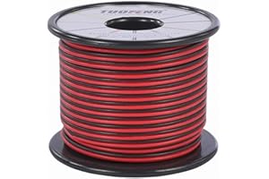 TUOFENG 20awg Silicone Electrical Wire Extension Cable Cord 60 Meter Reel [Black 30 m Red 30 m] 2 Conductor Parallel Wire line Flexible 0.52mm² Hook Up Oxygen Free Strands Tinned Copper Wire