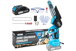 DODOWIN Mini Chainsaw 6 Inch, Electric Chainsaw Cordless with 21V 2.0Ah Battery & Charger, Lightweight Chain Saw for Garden Wood Cutting, Birthday Gifts for Men Him Husband, Present for Dad Grandad