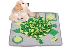 Dociote Schnüffelteppich Hund waschbar & schadstofffrei 65 x 65cm Trainingsmatte Futtermatte Schnüffeldecke Intelligenz Trainieren Spielzeug für Haustier Hunde Katzen Grau + Grün