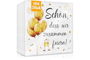 ‎WENMTHG WenmthG 120 Stück Servietten Geburtstag Schön, dass wir zusammen feiern 33 x 33 cm - 120 Servietten 3-Lagige weich - Servietten Weihancten, Geburtstag, Hochzeit, Einschulung, Schulanfang