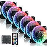 Ubanner Wireless RGB LED 120mm Case Fan with Controller for PC Cases, CPU Coolers, Radiators system (6pcs rgb fans, RF Remote