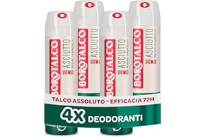 Borotalco, Deodorante Uomo Spray Asciutto Originale, con Talco Assoluto, Assorbe il Sudore, Senza Alcool, Profumo Borotalco, 72h efficacia - 4 Pezzi da 150 ml - Esclusiva Amazon