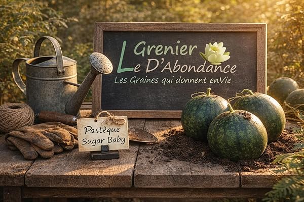 25 graines à semer - Le Grenier d'Abondance - PASTEQUE Sugar Baby - Citrullus lanatus