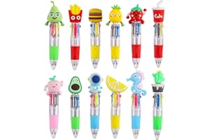 ZALAON 12 PCS Multi-Coloured Pens Set, Mini Retractable Fun Pens for Kids, Novelty Pens for Party Bag Fillers & School Class Gifts.