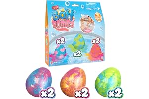 Zimpli Kids 6 x stora äggbadbomber, skapa ett färgglatt badäventyr, alternativa påskäggspresenter för barn, fuktgivande för torr hud