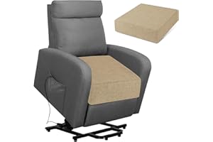 FlyGulls Recliner Cushions for Elderly 20"x20"x5" Extra Large Seat Cushion for Couch Armchair Wicker Chairs Square Chair Cushions with Non-Slip Backing and Textured Washable Cover Beige