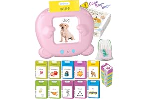Winnrok Carte Parlanti Montessori Bilingue, Flashcards Bambini Italiano, Amico Vocabolo Gioco, Giochi Montessori Bambini 2 Anni, Imparare Parlare Numero Animali, Regalo di Natale, Autismo Rosa