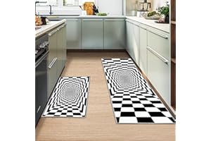 MIQEBX 2 Pcs Kitchen Rugs and Mats, Anti Fatigue Kitchen Rug Sets,Comfort Floor Mats Washable Non Slip Kitchen Rug Runner for Office Sink Laundry (Geometry F, 40x120cm+40x60cm)