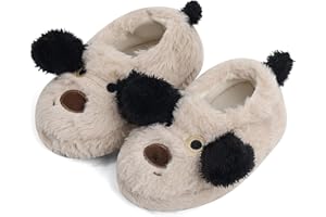 LACOFIA Toddler Slippers Kids House Shoes Children Winter Warm Plush Slippers with Anti-Slip Rubber Sole