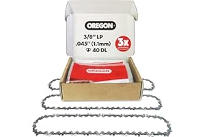 Oregon 3-er Pack Sägekette 3/8 LP Teilung, 0,43 Zoll (1,1 mm) Stärke, für 10 Zoll (25 cm) Führungsschiene, 40 Treibglieder - Geringer Rückschlag Ersatzsägekette für Ryobi, Husqvarna, Makita und mehr