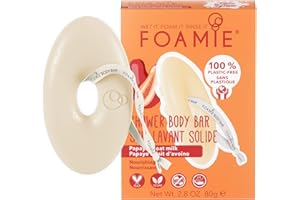 ‎FOAMIE Foamie Body Bar Oat to Be Smooth – Fester Dusch Bar mit Hafermilch & Papaya – Sanfte Reinigung & Pflege für alle Hauttypen – pH-hautneutral, vegan & plastikfrei, cremiger Papayaduft, 80 g