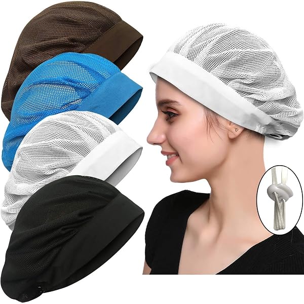 DHWEKU 3 Pièces Toque Casquette Maille Bonnet Résille Jetable Unisexe Cuisine Usine