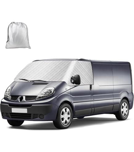 Autovoorruitafdekking, vervanging voor Renault Trafic 2014-2019, voorruit, zonwering, 100% verduisterend, blokkeert uv-stralen, weerbestendige wrap cover