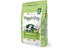 Green Petfood VeggieDog Grainfree (1 x 10 kg) | Adult | Premium Dry Food for Adult Sensitive Dogs | Vegetarian with Potato & Pea | Wheat Free | Sustainable Dog Food | Pack of 1