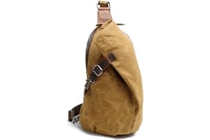 Neuleben Plecak na ramię wodoszczelny, z materiału w stylu vintage, uniseks, męski mały plecak na ramię, torba na ramię, sportowa, outdoorowa, na czas wolny, khaki, Rozmiar uniwersalny