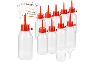 PROFESSIONALTREE Hinrichs 10 x100 ml Liquid Tropfflasche mit Trichter Messbecher 10 Etiketten - Flüssigkeiten dosieren aufbewahren - LDPE-Qualität - 100ml Liquid Flaschen - Squeeze Bottle - Liquid Flasche