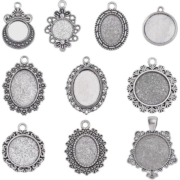 YINETTECH 60 stuks 18 mm hanger trays vlak rond cabochon