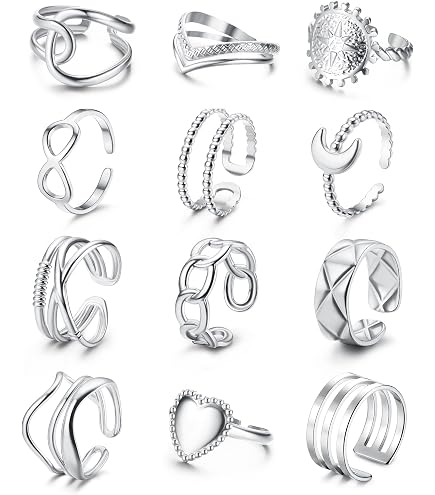 Bague Femme Pierre De Lune Ouverte - Argent 925, Réglable, Style Vintage, Zircon Cubic