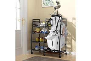 AILRINNI Golf Bags Storage Stand Golf Club Storage Rack Organiser for Golf Accessories Extra Large Size with Wheels Golfing Equipment Rack for Garage Storage Shed Basement