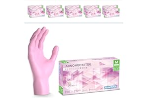1000x ARNOMED® Gants en nitrile taille M Rose, Gants à usage unique pour chirurgie & laboratoire, Gants en nitrile sans poudre & sans latex, Moufles en nitrile XS, S, M, L, XL, XXL