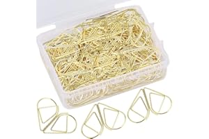 AOBETAK Trombones Bureau Métal Acier Inoxydable Or Goutte D'eau Mignon Paper Clips Pour Trier Et Organiser Papiers Document 100 Signets Clips/Boîte