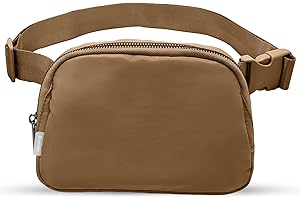Bomvabe Brown Fanny Pack for Women Teens Girls, 1L Everywhere Belt Bag with Adjustable Strap 32" to 51", Small BumBag for Ladies with Multi Pockets, Crossbody Bag Lightweight for Travel Sport Running