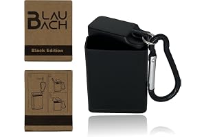BLAUBACH® Fickaskkopp, bärbar askkopp, luktfri för resor, to go, resor, bil och festival – BLAUBACH Black Edition