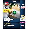 Avery 5293 Round specialty laser printer labels, 1-2/3 diameter, white ...