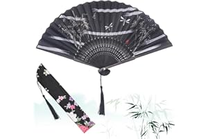 HEAWAA Damski składany wachlarz, składany wachlarz bambusa w chińskim stylu vintage do dekoracji na urodziny, wesele, przyjęcie prezent