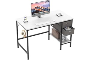‎HOMIDEC HOMIDEC Schreibtisch, Computertisch mit 2 Schubladen, Bürotisch Schreibtisch Holz Officetisch fürs Büro, Wohnzimmer, Home, Office, 100 x 50 x75cm, Weiß