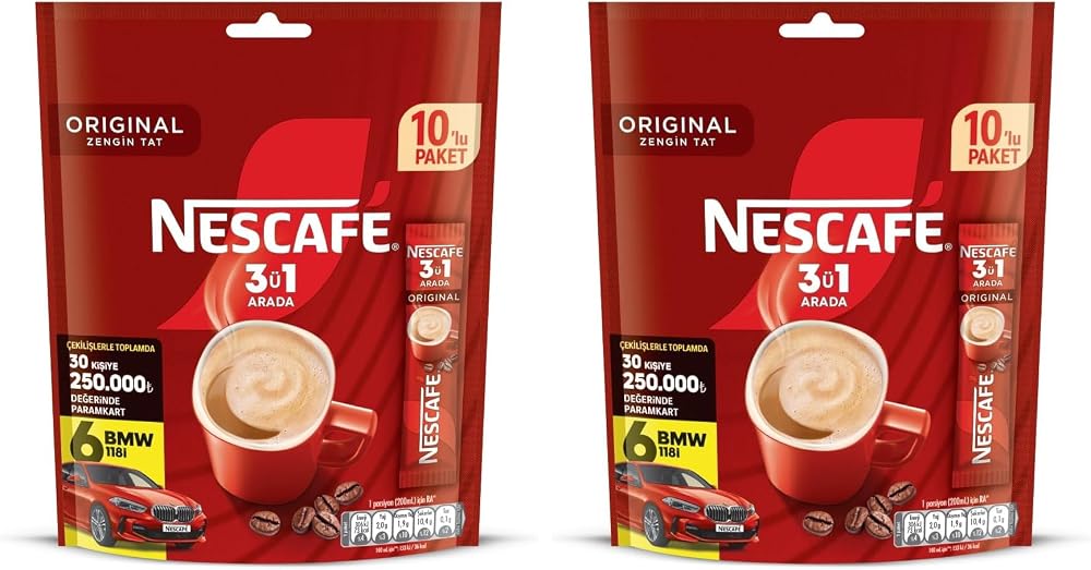 Nescafe 3ü1 Arada 10'lu paket 2li paket