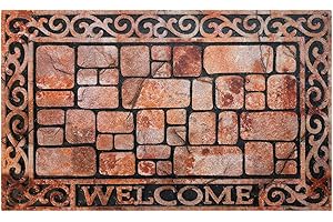 Acomoda Textil – Felpudo de Entrada 45x75 cm, Alfombra Rectangular de Goma Antideslizante y Resistente. Alfombrilla Acolchada de Fácil Limpieza Ideal para Interior y Exterior. (Ladrillos)