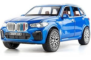 TGRCM-CZ 1/32 X5 SUV Model Car Toy, Die-Cast Alloy Pull Back Car Model with Light and Sound, Toy Vehicles for Children, Blue