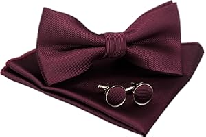 JEMYGINS Papillon Uomo Regolabile in Diversi Colori con Fazzoletto e Gemelli