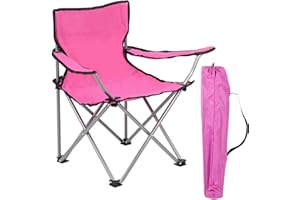 Livhome Kids Camping Chair Lightweight Folding Garden Beach Seat with Carry Bag | Heavy Duty Steel Frame Arm Chair | Portable Chair for Outdoor & Camping | For Ages 2 to 6 Years Old (Pink)