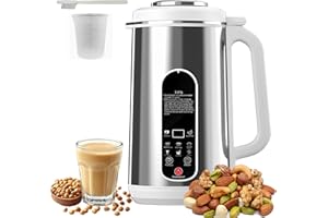 JAOGAUS Machine à Lait Végétaux 8 IN 1, 1200ML Machine à Lait De Soja, Inoxydable machine lait vegetal avec 20 lames, Lait Vegetal Lait Amande Machine Automatique À Lait De Noix, autonettoyante