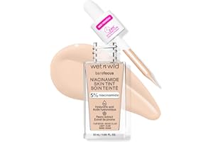 Wet n Wild Bare Focus Niacinamide Skin Tint, Base de Maquillaje de Cobertura Modulable, Fórmula Ligera Enriquecida con Ácido Hialurónico y Vitamina E para un Look Radiante, Fair Beige