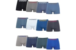 SaoTi 12 Bóxer Ajustados De Microfribra para Hombre Sin Costuras, Suaves y cómodos, Colorido Moderno