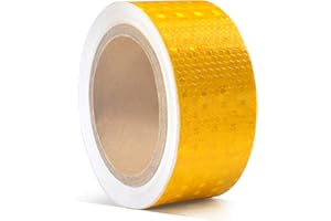 5cm*10m Nastro Adesivo Catarifrangente, ONTWIE Nastro Riflettente Adesivo Autoadesivo Pellicola di Sicurezza Stickers Riflessivo Avviso Notte per Auto Moto - Giallo
